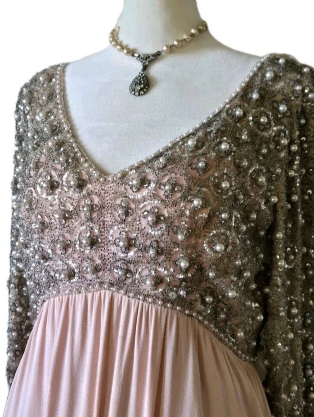June Special Vtg 1960s Victoria Limited Dress, Embellished, Party, Pearl/Bead